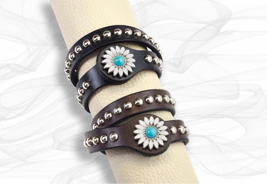 Turquoise Flower Leather Bracelet