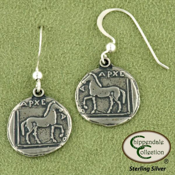 Greek Coin Horse Earrings
