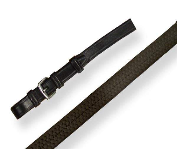 Draft or Warmblood Extra Long Pimpled Rubber Reins with Buckles - 5/8 wide